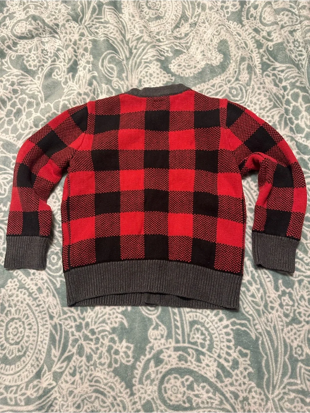 BabyGap Red & Black Buffalo Plaid Button Cardigan